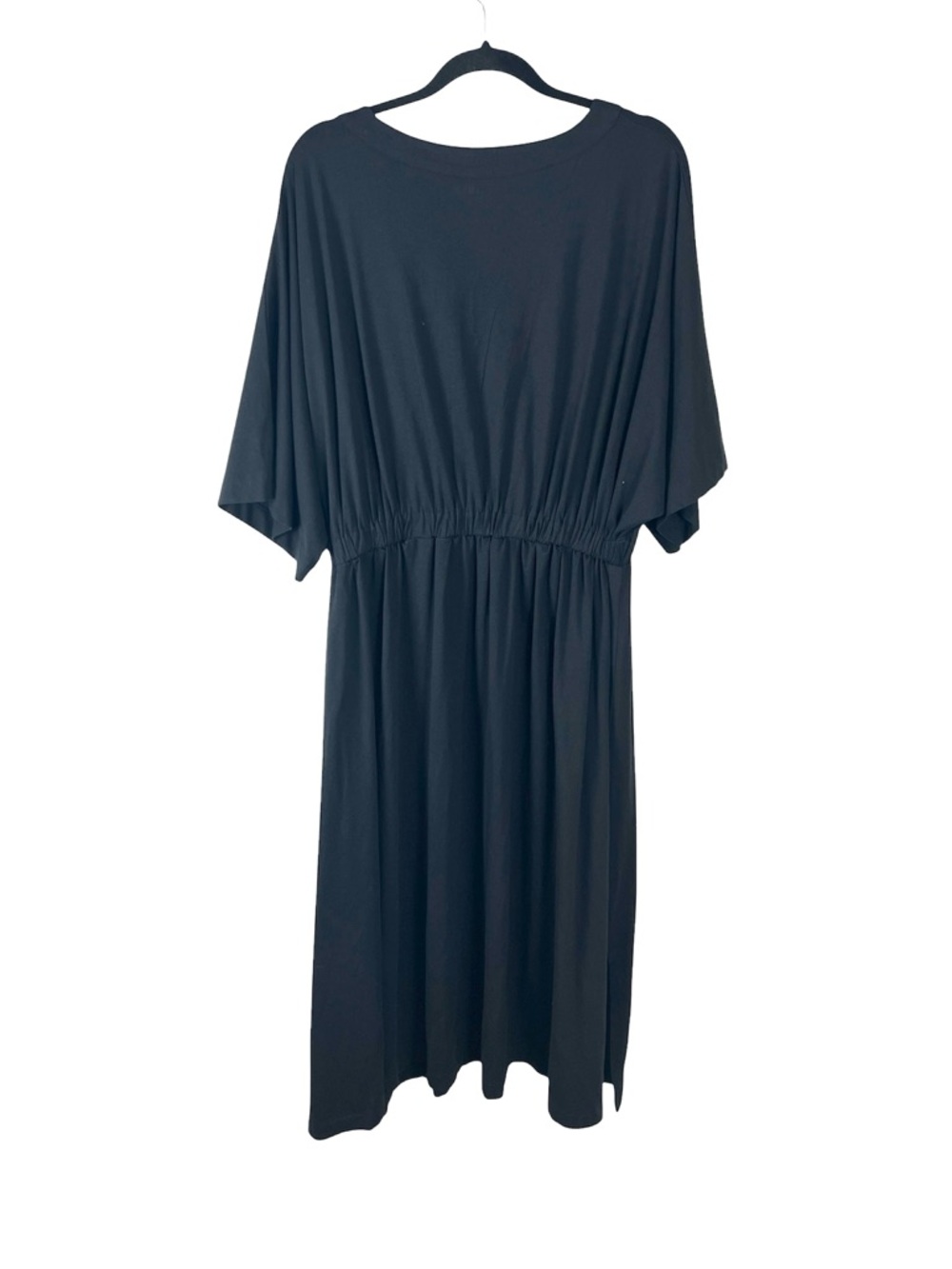 Able black Nina dolman sleeve v neck cinched waist midi dress XL - Picture 2 of 8